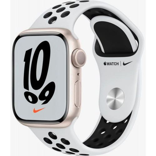 Apple Watch Nike Series 7 GPS 41mm Starlight Aluminium Case Pure Platinum/Black Nike Sport (MKN33) 